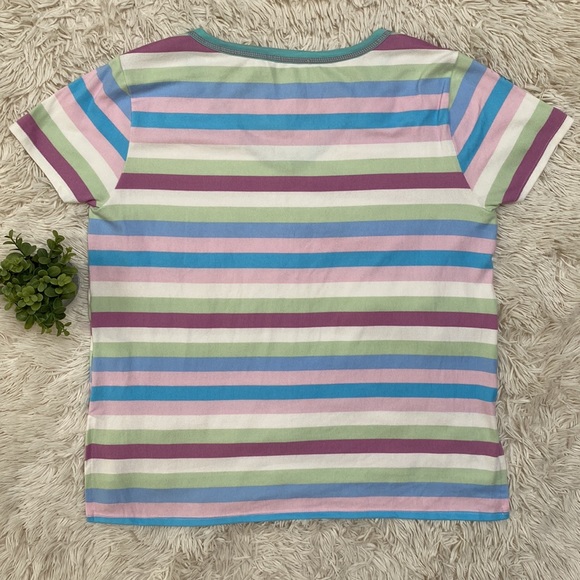 Adora Striped V-Neck Top 💗 Aqua Mint Purple Pink & Cream - Picture 4 of 13